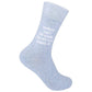 Mellow Monkey light blue novelty socks with white text reading Nurses Can't Fix Stupid But We Can Sedate It