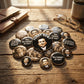 Mellow Monkey 1.25-inch round pin-back buttons with glossy mylar finish featuring funny movie parody quotes.
