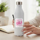 Mellow Monkey Hot Girls Hit Curbs funny matte sticker on a white water bottle held by a person at a desk