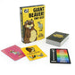 Mellow Monkey Giant Beaver! Tiny Ass! card game box with playing cards featuring cartoon animals and ranking scale.