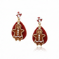 Mellow Monkey peppermint and gingerbread drop earrings with red teardrop charms and surgical steel ear wires.