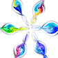 Mellow Monkey 9-inch hand-blown glass spiral ornament featuring vibrant swirling colors in a starburst arrangement