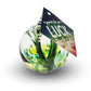 Mellow Monkey 4-inch colorful glass wish ball suncatcher ornament with green and yellow swirls and a luck wish card.