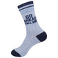 Mellow Monkey Go Ahead Call HR novelty socks in steely blue with a navy herringbone pattern and bold heel and toe.