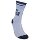 Mellow Monkey steely blue herringbone socks with navy accents and the text Go Ahead Call HR on the side