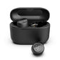 Mellow Monkey GO Air POP black true wireless earbuds with open charging case and one earbud placed in front