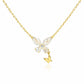 Mellow Monkey 18k gold vermeil necklace with a clear crystal butterfly pendant and a small gold butterfly charm.