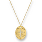 Mellow Monkey 18k gold-plated brass medallion necklace with a textured finish and a cross cut-out design
