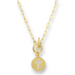 Mellow Monkey 18k gold paperclip chain necklace featuring a round cross pendant and a chic toggle clasp closure.