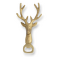 Mellow Monkey gold cast aluminum deer head bottle opener with textured antlers