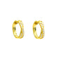 Mellow Monkey 18k gold plated hoop earrings with pave cubic zirconia stones. Small, lightweight, and sparkly.