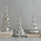 Mellow Monkey set of three cone-shaped metal trees in antiqued gold with acrylic jewels and sparkling glitter accents