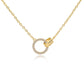 Mellow Monkey 18k gold plated necklace with interlocking CZ-encrusted rings and a textured gold accent.