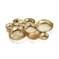 Mellow Monkey gold-plated alloy serving tray with nine connected bowls for snacks and dips, 19-inch wide.