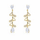 Mellow Monkey Cascade Glow Earrings: 18k gold plated vine design with cubic zirconia and pear-shaped drop.