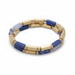 Mellow Monkey gold and blue sodalite bar bead stretch bracelet with coastal style