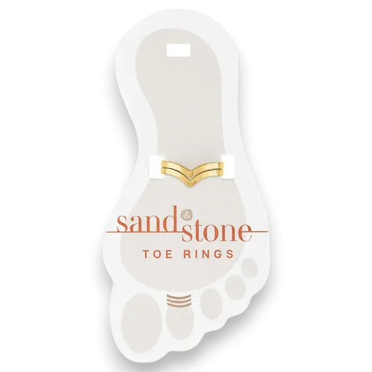 Mellow Monkey Gold Layered "V" toe ring made of stainless steel. Adjustable and water-resistant.