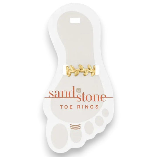 Mellow Monkey Gold Vine toe ring with leaf design, made of stainless steel and water resistant.