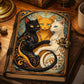 Mellow Monkey Gothic Cat Vintage Leather Spellbook with 3 cats on cover, 5x7 inches, 200 pages.