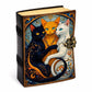 Mellow Monkey Gothic Cat Vintage Leather Spellbook with 3 cats, 5x7 inches, 200 pages, brass clasp.