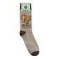 Mellow Monkey gray crew socks featuring a cartoon squirrel and the text Protect Your Nuts in a soft cotton blend