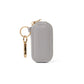 Mellow Monkey gray vegan leather jewelry keychain with gold hardware and swivel snap clip for travel.