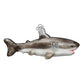 Mellow Monkey Great White Shark blown glass holiday ornament with glitter accents. 5.25-inch.
