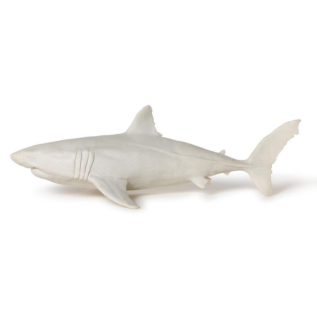 Mellow Monkey great white shark resin sculpture with realistic detailing for coastal or nautical home decor.