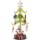 Mellow Monkey 8-inch green glass Christmas tree with fused glass holiday icon ornaments and a Santa figurine base.