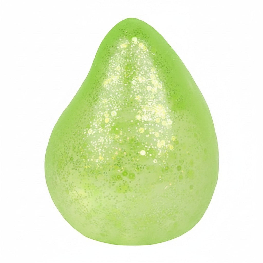 Mellow Monkey lime green glittery raindrop-shaped stress relief squishy fidget toy