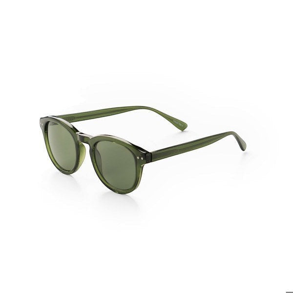 Mellow Monkey Serving Looks green translucent acetate round sunglasses with UV protected lenses.