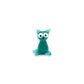 Mellow Monkey greenish-teal handblown glass mini cat figurine with whimsical wide eyes on a white background