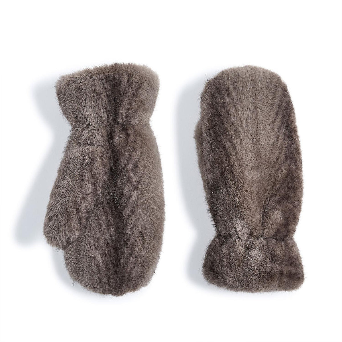 Mellow Monkey grey polar plush mittens with a tonal chevron pattern and soft fleece lining for winter warmth.