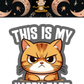 Mellow Monkey This Is My Happy Face vinyl sticker featuring a grumpy orange tabby cat with a funny caption