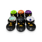 Mellow Monkey Halloween mystery squishy dumplings in black collectible containers with assorted spooky characters