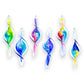 Mellow Monkey 9-inch hand-blown glass spiral ornaments in vibrant multi-colored swirling designs