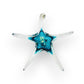 Mellow Monkey 7-inch hand-blown glass star ornament with a clear and deep blue center for window hanging.