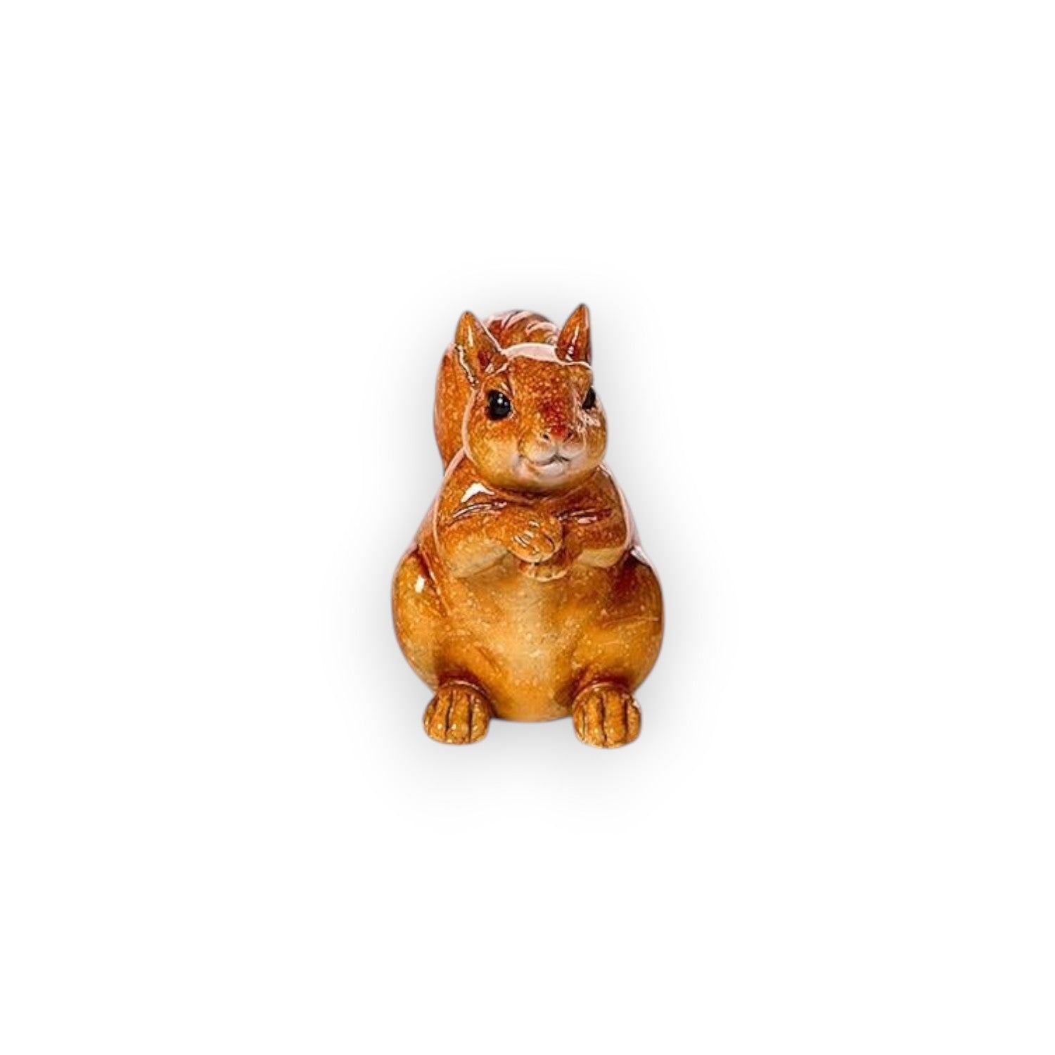 Mellow Monkey hand-painted brown resin squirrel figurine with a glossy finish and detailed features.