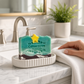 Mellow Monkey handmade artisan soap bar with green and dark brown swirls and a yellow star accent on a white dish.