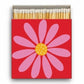Mellow Monkey Happy Flower safety matches box with 120 matches, featuring a pink daisy on a red background.