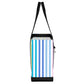 Mellow Monkey Original Deano small tote bag in Havana Cabana striped pattern with black straps and base, side view.