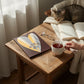Mellow Monkey Furever Together Tile Acrylic Wall Art, 5 x 7-in, featuring a heart shape with radiating stripes in yellow, grey, and cream, and a paw print overlay.