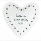 Mellow Monkey white porcelain heart-shaped trinket dish with scalloped edges and a grateful sentiment message