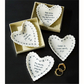 Mellow Monkey heart-shaped porcelain trinket dishes with scalloped edges and sentimental messages in gift boxes.