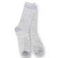 Mellow Monkey heather gray ribbed crew socks with a soft, lightweight knit texture and solid gray heel and toe.
