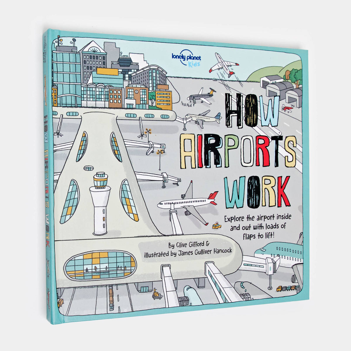 Mellow Monkey How Airports Work interactive lift-the-flap book for kids with colourful airport terminal illustration