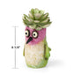 Mellow Monkey Flit Hummingbird Blobhouse Planter with pink, white, and green body, black beak, and succulent top.