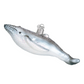 Mellow Monkey hand-blown glass humpback whale ornament in shimmering silver with glitter accents for holiday decor.