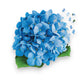 Mellow Monkey I AM HYDRANGEA 350-piece floral-shaped jigsaw puzzle with blue hydrangea image and green leaves.