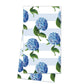 Mellow Monkey Hydrangea Stripe Cotton Tea Towel, 19"x29", blue floral pattern on white and light blue stripes.